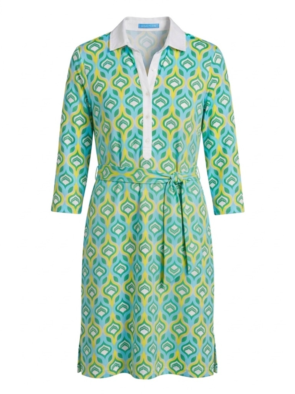 J.McLaughlin Catalina Popover Dress Geometric Blue Green Print